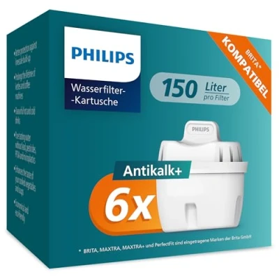Abbildung von Philips Water Wasserfilter Kartusche SOFTENING+, 6er Pack, Brita kompatibel, BIS ZU 50% WASSERHÄRTE REDUZIERUNG