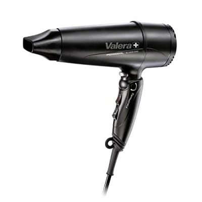 Abbildung von Valera, Swiss Light Fold Away 5400, professioneller Haartrockner, Föhn mit Klappgriff, Motor DC Long Life, 3 Temperaturstufen, Ionen Generator, Super Flex Kabel, 2000 W, schwarz