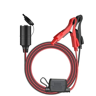Abbildung von 3.2M Zigarettenanzünder Verlängerungskabel 12V/24V KFZ Batterieklemme Clip Kabel 16 AWG 15A Steckdose Adapter Stromversorgung Kordel (Alligator Clip) MEHRWEG