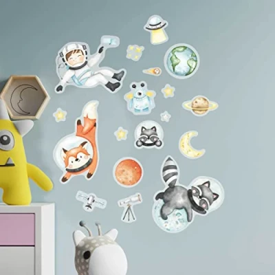 Abbildung von Papierdrachen Wandtattoos 8 Bögen mit Wandstickern für Kinder Kinderzimmer Dekoration Wand Deko Astronauten 22 x 30 cm je Bogen Jungen und Mädchen Set 4