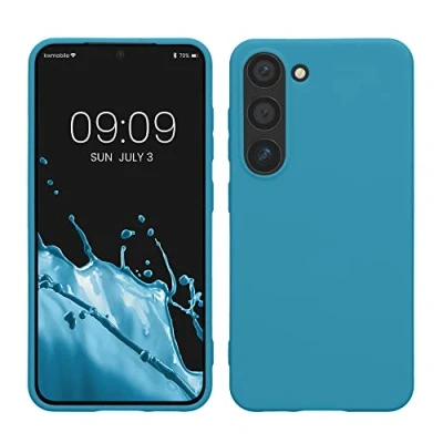 Abbildung von kwmobile Hülle kompatibel mit Samsung Galaxy S23 TPU Silikon Handyhülle Case stoßabsorbierend flexibel Kabelloses Laden Karibikblau
