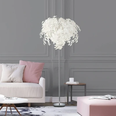 Abbildung von Reality Leuchten RL LIVE YOUR LIGHT Stehleuchte Leavy R40463001, Metall Nickel matt, Schirm Kunststoff weiß, 70 x 180 cm