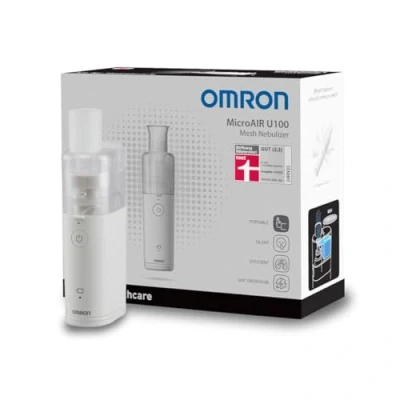 Abbildung von OMRON MicroAir U100 Inhalationsgerät „GUT“ Stiftung Warentest 12/24, geräuschloser Inhalator für zu Hause und unterwegs Zur Behandlung von Atemwegserkrankungen bei Erwachsenen Kindern