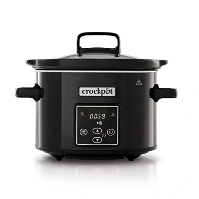 Abbildung von Crockpot Digital Schongarer Slow Cooker einstellbare Garzeit Warmhaltefunktion 2,4 Liter (1 2 Personen) Schwarz [CSC061X]