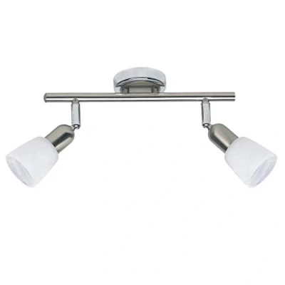 Abbildung von BRILLIANT Lampe Sofia Spotrohr 2flg eisen/chrom/weiß 2x D45, E14, 40W, geeignet für Tropfenlampen (nicht enthalten) Köpfe schwenkbar