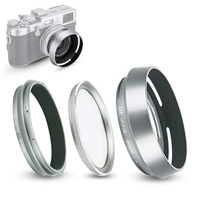 Abbildung von Gegenlichtblende Adapter Ring UV Filter Kit für Fujifilm Fuji X100 X100VI X100V X100F X100S X100T X70 Kamera Ersetzt LH Streulichtblende AR Adapterring (Silber)