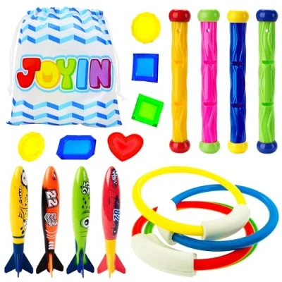 Abbildung von JOYIN 18 Stücke Tauchspielzeug Unterwasser Tauchen Diving Set, Spielzeug für Kinder, Schwimmen Schwimmbad Sommerpool Schwimmspielzeug