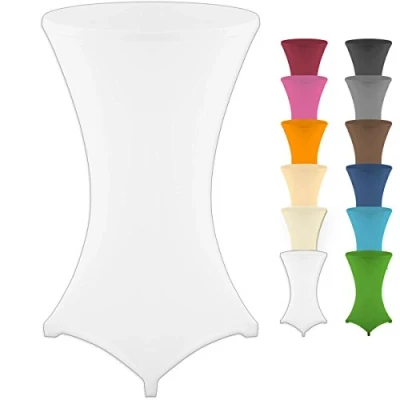 Abbildung von Gräfenstayn® Stretch Stehtischhusse Diana mit Öko Tex Siegel, Verstärkung im Fußbereich, 40C Maschinenwäsche in vielen Farben und Größen Ø60 65cm / Ø70 75cm Ø80 85cm (Weiß, 65cm)