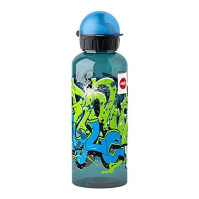 Abbildung von Emsa 518129 Kinder Trinkflasche 600 ml Sicherheitsverschluss Motiv: Teens Graffiti BPA frei Material: aus Tritan (bruchfest und unbedenklich), 7.5 x 21.4 cm