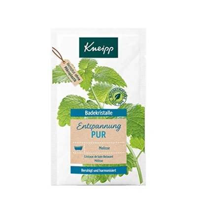 Abbildung von Kneipp Badekristalle Entspannung Pur mit naturreinem Tiefensalz der Saline Luisenhall &amp; natürlichem ätherischen Öl Indischen Melisse Extrakt Zitronenmelisse harmonisierend, 60g
