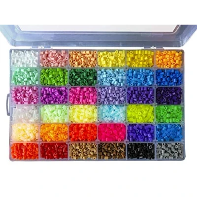 Abbildung von La Manuli Sortiert Fuse Beads Kit 11000 Stück 5 mm 36 Farben Bügelperlen Set Mit jeder Marke kompatibel im Dunkeln leuchten Perlen Iron