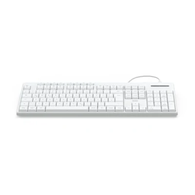 Abbildung von Hama Tastatur kabelgebunden CK 200 (USB Tastatur, ergonomisches Tippgefühl, leise Tasten, Kabel abnehmbar, deutsches QWERTZ Layout, Multimedia Assist Taste für KI Assistenten) weiß