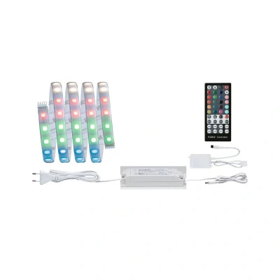 Abbildung von Paulmann 70627 LED Stripe MaxLED 500 RGBW Basisset beschichtet 1,5 m Lichtstreifen 18W Lichtband mit Farbwechselfunktion inkl. Fernbedienung, Silber, Silber