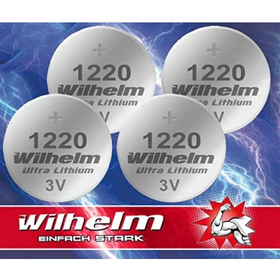 Abbildung von 4 x CR1220 CR 1220 WILHELM Lithium Knopfzelle 3V 40mAh ø12x2,0mm Batterie DL1220