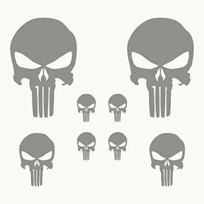 Abbildung von AUTODOMY Schädel Skull Geschmolzen Aufkleber Paket 8 Stück Punisher für Auto oder Motorrad (Grün)