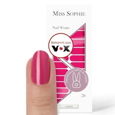 Abbildung von Original Miss Sophie Nagelfolien Cranberry I 24 ultra dünne Nagellack Streifen einfarbig Für Finger &amp; Fußnägel Hält auf Natur sowie lackierten, Acryl , Gel Shellac Nägeln