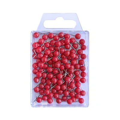 Abbildung von WEDO 56102 Markierungsnadeln (Rundkopfnadeln, Nadellänge 16 mm, Kopfdurchmesser 6 mm) 100 Stück, rot
