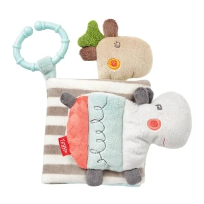 Abbildung von Fehn Fühlbuch Loopy &amp; Lotta Buggybuch aus Stoff Babyspielzeug Buch mit Quietsche, Rassel, Raschelpapier Spiegel Babybuch Befestigungsring Stoffbuch für Babys Kleinkinder ab 0+ Monaten