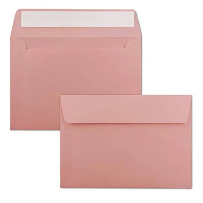 Abbildung von 75x Briefumschläge Altrosa (Rosa) DIN C6 Format 11,4 x 16,2 cm Haftklebung Kuverts ohne Fenster Weihnachten, Grußkarten &amp; Einladungen Für A6 A4 Papier