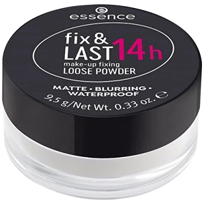 Abbildung von essence fix &amp; LAST 14h make up fixing LOOSE POWDER, Transparent, langanhaltend, fixierend, glanzabsorbierend, matt, vegan, ölfrei, wasserfest, ohne Parfüm, 1er Pack (9.5g)