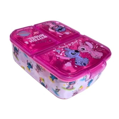Abbildung von Stor, Brotdose Kinder mit Fächern Stitch und Angel, Lunch Box Kínder 3 Fächern, Snacks Halter für die Schule, Ideal Mittagessen, Leicht zu Reinigen Leichtgewichtig, (Kawaii) 17x14x5Cm