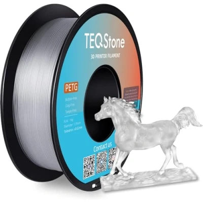 Abbildung von TEQStone PETG Filament 1.75mm Transparent 1KG, Maßhaltigkeit +/ 0.02mm Spule Sauber Gewickelt 3D Drucker Vakuumverpackung