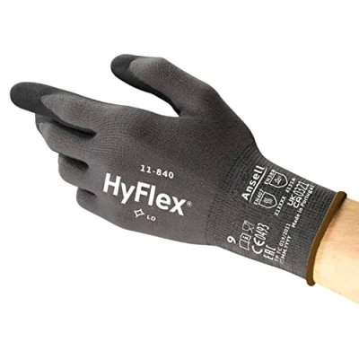 Abbildung von Ansell HyFlex 11 840 Professionelle Arbeitshandschuhe, Rutschfeste Nitril Beschichtung, Industrie Schutzhandschuhe für Mechanik und Werkstatt, Montagehandschuhe, Schwarz, Größe L (1 Paar)