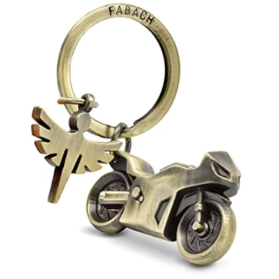 Abbildung von FABACH Motorrad Schlüsselanhänger mit Schutzengel Geschenk Engel für Motorradfahrer Geschenke Glücksbringer Fahr vorsichtig