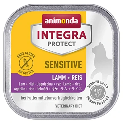 Abbildung von INTEGRA PROTECT Katzenfutter nass Sensitive Lamm + Reis (16 x 100g), vom Tierarzt empfohlen bei Futtermittelallergie, mit Veterinären entwickeltes Ergänzungsfutter für erwachsene Katzen von animonda