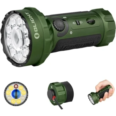 Abbildung von OLIGHT Marauder Mini LED Super Hell 7000 Lumen 600 Meter Wiederaufladbare Taschenlampe mit Strahler und Flutlicht, 3 Arten farbiger LEDs Abstandssensor für Outdoor (Grün)
