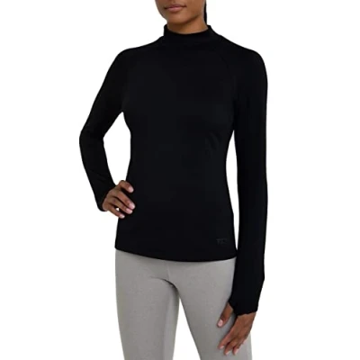 Abbildung von TCA Damen SuperThermal Performance und Kompressions Laufoberteil, Training Baselayer mit Stehkragen Schwarz, M