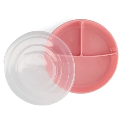 Abbildung von Twistshake Versiegelt Kinder Teller mit Unterteiler zom Deckel, Kinderteller PP und Silikon für Baby Essen, Geschirr Babynahrung, BPA Frei, wiederverwendbar, ab 6 Monaten, Pastellrosa