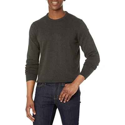 Abbildung von Amazon Essentials Herren Pullover mit Rundhalsausschnitt (in Übergrößen erhältlich), Dunkelgrau Meliert, L
