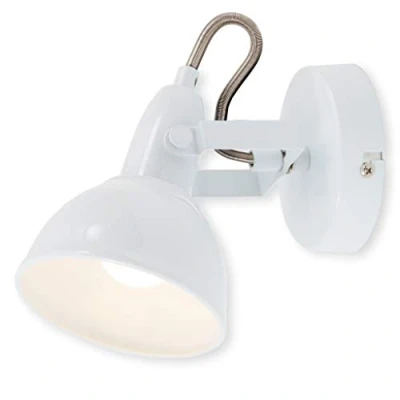 Abbildung von BRILONER Wandleuchte Innen schwenkbar, Vintage, E14 Fassung, max. 40 Watt, Wandlampe innen, Wandstrahler Wandlicht, Wandbeleuchtung, Schlafzimmer, Flurlampe, Wall Light, 15,6x10 cm, Weiß