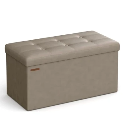 Abbildung von SONGMICS Sitztruhe, Sitzbank, Helltaupe, 38x38x38cm