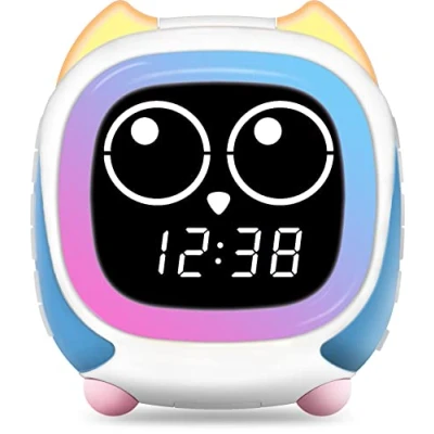 Abbildung von iTOMA Addo Kinder Wecker, Sonnenaufgang/Sonnenuntergang Simulation Nachttischlampe, wachsen Kinderuhr Trainer, weiße Geräusch Schlaf Geräusche Wake Up Clock Eule CKS912