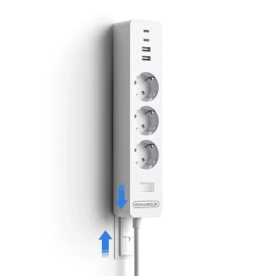 Abbildung von NTONPOWER 3 Fach Steckdosenleiste USB C, Wandmontage, Mehrfachsteckdose mit Schalter Überspannschutz 1,5m Kabel Kindersicherung, Weiß