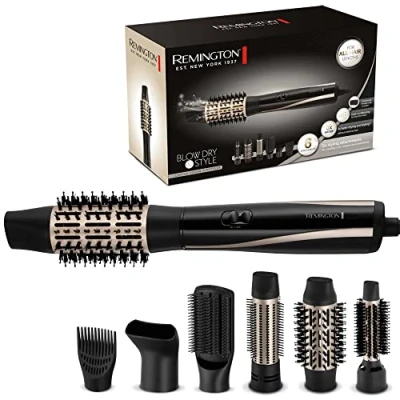 Abbildung von Remington Warmluftbürste [inkl.6 Aufsätze: 25,38,50mm Rundbürste, Stylingdüse, Flachbürste, Haaransatz Booster] Blow Dry&amp;Style (Locken,Volumen&amp;glatte Styles aller Haarlängen) Ionenpflege,1200W, AS7700