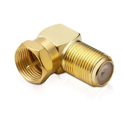Abbildung von conecto 90 Grad Winkeladapter F Stecker auf Buchse, Adapter zum Abwinkeln eines Anschlusses vergoldet