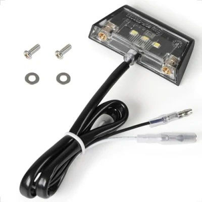 Abbildung von evermotor Universal Mini 12V 0.3W LED Kennzeichenleuchte, Kennzeichenbeleuchtung Motorrad, E geprüft Auto Kfz Quad ATV schwarz Wasserfest IP67