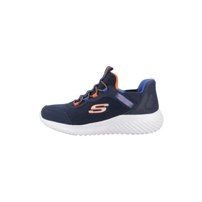 Abbildung von Skechers Bounder Sneaker low für Kinder, Größe: 35, Navy black synthetic textile trim blue orange Schuhe