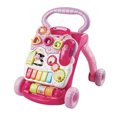 Abbildung von VTech Baby Spiel und Laufwagen pink Lauflernwagen mit regulierbarer Geschwindigkeit, Musik abnehmbarem Spielboard Für Kinder von 12 36 Monaten