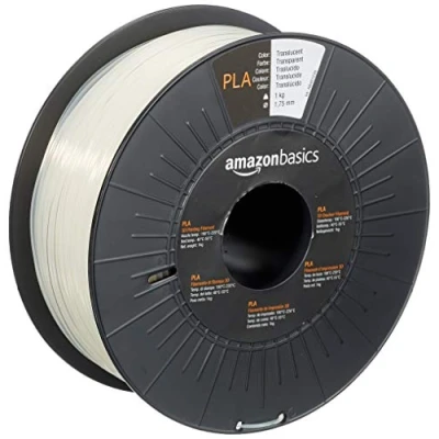 Abbildung von Amazon Basics 3D Drucker Filament aus PLA Kunststoff, 1.75 mm, durchscheinend, 1 kg Spule