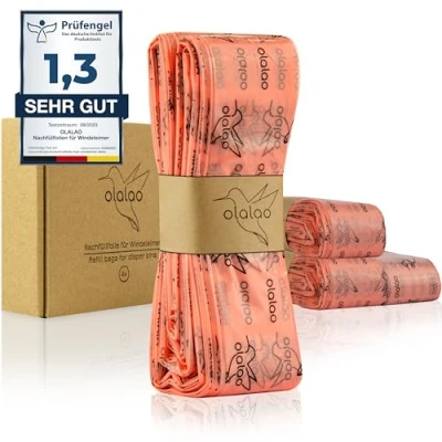 Abbildung von olalao Nachfüllfolie für Windeleimer 4 Pack kompatibel mit Nachfüllkassetten von Tommee Tippee Twist &amp; Click und weiteren (4 Stück)