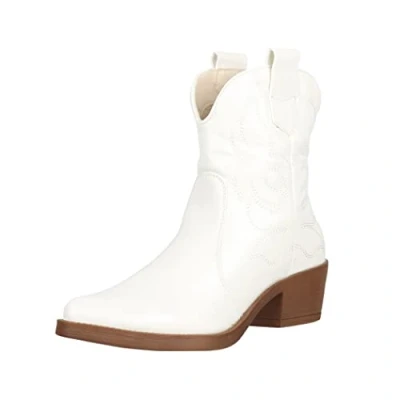 Abbildung von Elara Damen Stiefeletten Cowboy Boots Chunkyrayan 301 A31P White PU 37