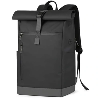 Abbildung von Inateck RollTop Rucksack Herren Damen 25L 30L Fahrradrucksack LaptopRucksack Schulrucksack für Uni Fahrrad Freizeit Job Sport Reisen, Radsport Stylische Tagesrucksack mit 17 Zoll Laptopfach Schwarz