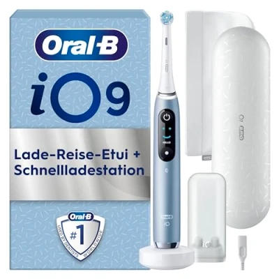 Abbildung von Oral B iO Series 9 Luxe Edition Elektrische Zahnbürste/Electric Toothbrush, 7 Putzmodi, Zahnpflege, Farbdisplay, Lade Reiseetui &amp; Beauty Tasche, black onyx