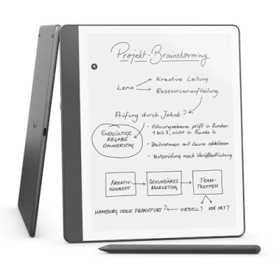 Abbildung von Der neue Amazon Kindle Scribe (64 GB) Neuartiges Display Mit gleichmäßigem Rahmen Direktes Schreiben in Büchern und Dokumenten Premium Eingabestift Anthrazit