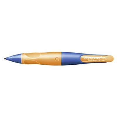 Abbildung von STABILO Ergonomischer Druck Bleistift für Rechtshänder EASYergo 1.4 in ultramarinblau/neonorange Einzelstift inklusive 3 dünner Minen Härtegrad HB