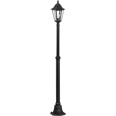 Abbildung von EGLO Außen Stehlampe Navedo, 1 flammige Außenleuchte, Stehleuchte aus Aluguss und Glas, Farbe: Schwarz, silber patina, Fassung: E27, H: 200 cm, IP44
